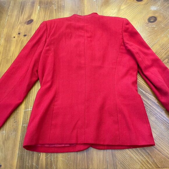 Atrium Collection Red Tweed Power Suit Blazer Skirt Womens 10 80s Academia - Picture 8 of 16